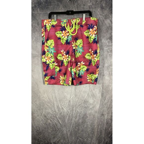Hollister Swim Trunks Mens Xl Fitted Pink‎ Floral Board Shorts Swimwear Swimming - Picture 1 of 9